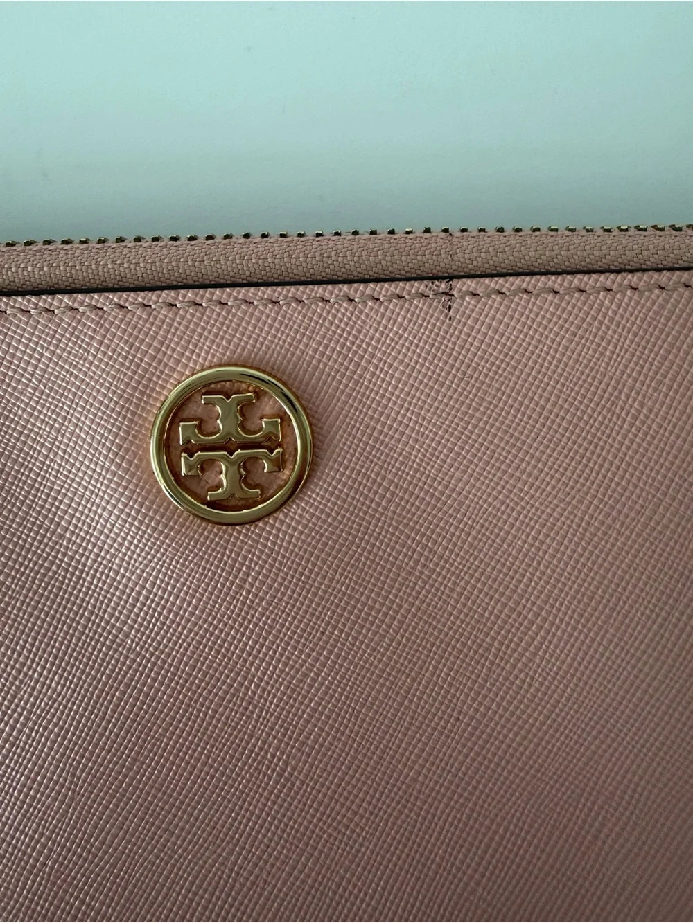 Tory Burch Saffiano Leather Wristlet Wallet in Blush Pink
